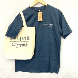 NWT Bed Stu Classic Tee T-Shirt & Totebag Men's Size Large L Blue Organics NEW